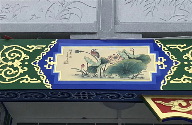 回廊，柱體等彩繪